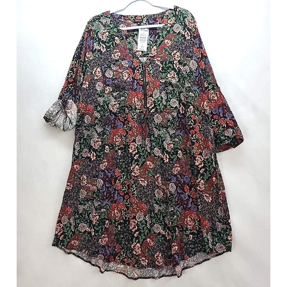 Torrid Floral Mini Challis Zip Front Shirt Dress Plus Size 2 (18-20) 2X New